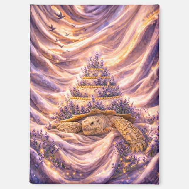 Aimant Gâteau d'anniversaire Tortue sulcata Rêves de lava (Recto)