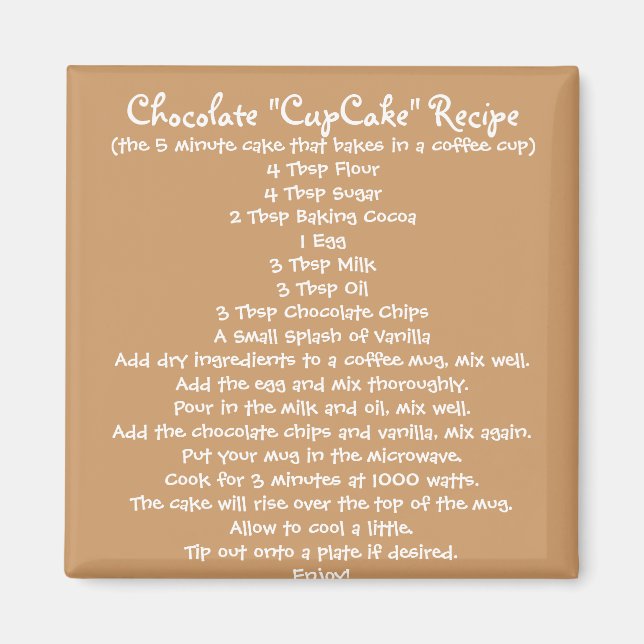Aimant "Gâteau de la Coupe" au chocolat dans une recette  (Devant)