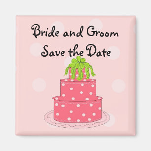 Aimant Gâteau de Mariage Rose Save the Date