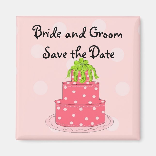 Aimant Gâteau de Mariage Rose Save the Date (Devant)