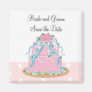 Aimant Gâteau de Mariage Rose Tendre