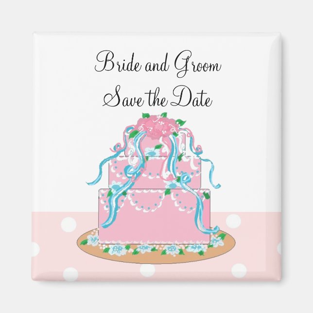 Aimant Gâteau de Mariage Rose Tendre (Devant)