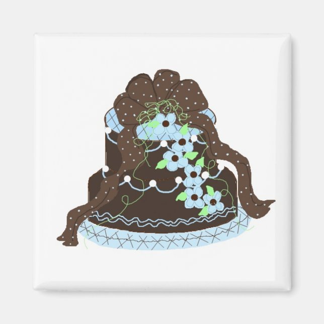 Aimant Gâteau élégant au chocolat et bleu (Devant)