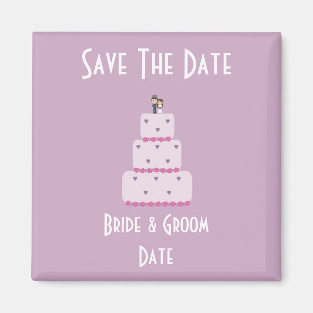 Aimant gâteau mariage Enregistrer l'aimant Date (Devant)