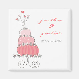 Aimant Gâteau Mariage Rose Sucré Whimsical Enregistrer La