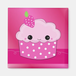 Aimant Gâteau rose aux points de fraise