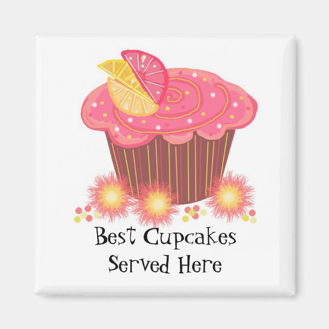 Aimant Gâteau rose avec une phrase mignonne (Devant)