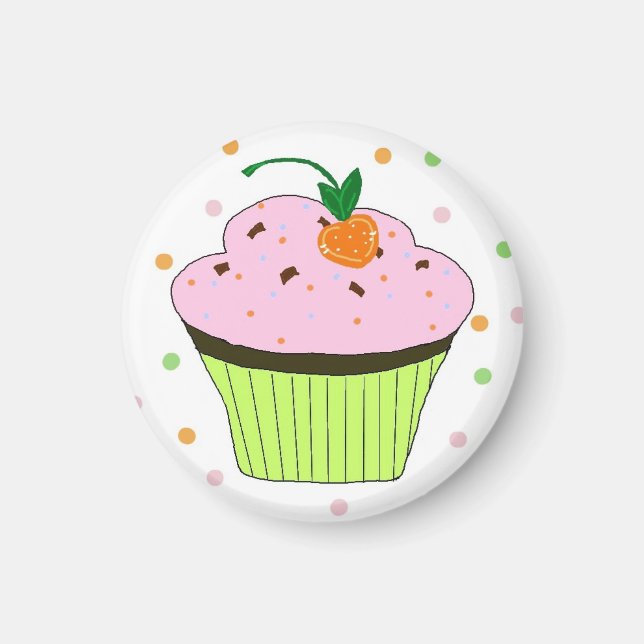 Aimant Gâteau rose givré avec des pois (Devant)