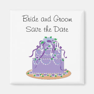 Aimant Gâteau Violet Élégant Enregistrer la Date