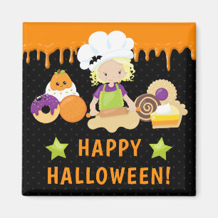 Aimant Gâteaux d'Halloween et fille blonde faisant de la