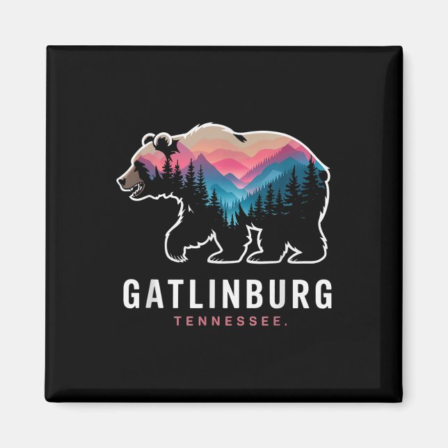 Aimant Gatlinburg Tennessee Mountains Bear Hiking Usa Sou (Devant)