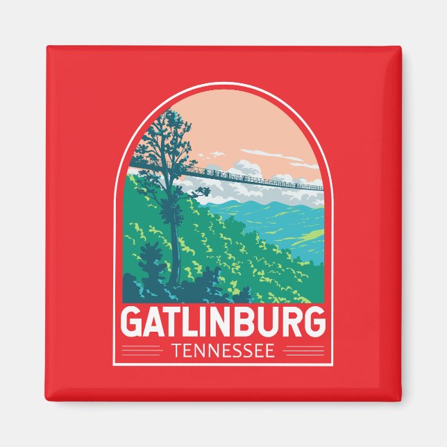 Aimant Gatlinburg Tennessee Travel Art Emblem (Devant)