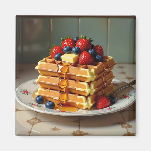 Aimant Gaufres aux fraises et myrtilles