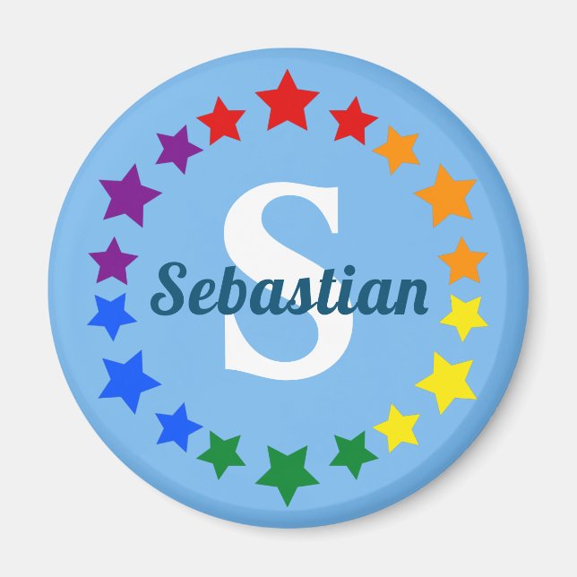 Aimant Gay pride LGBT contemporain Stars Monogramme & Nom (Devant)