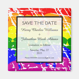 Aimant Gay Rainbow Freedom Flag Wedding Enregistrer la da