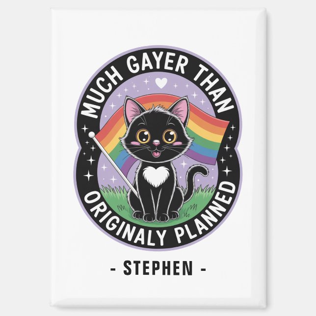 Aimant Gayer beaucoup - Drôle mignon chat noir LGBTQ Prid (Recto)