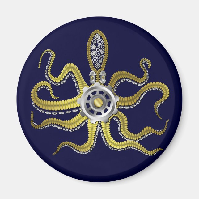Aimant Gears Steampunk Octopus Kraken (Devant)