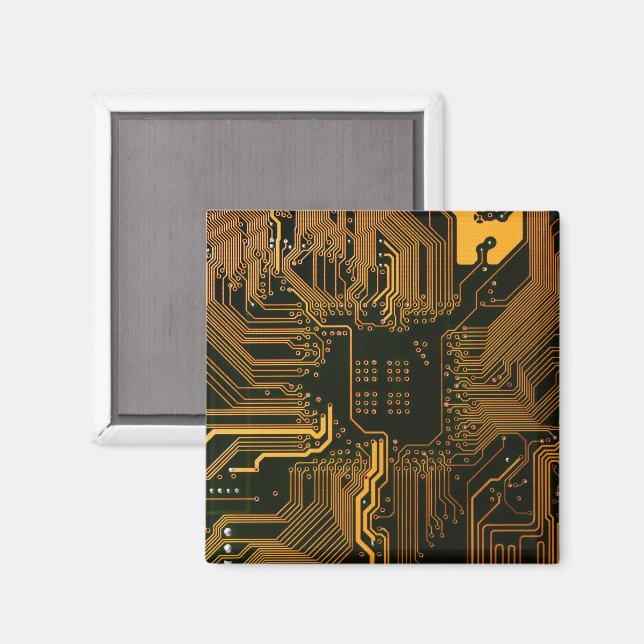 Aimant Geek Sortie carte circuit électronique orange PCB  (Recto/Verso)