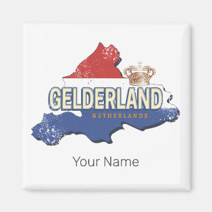 Aimant Gelderland Pays-Bas Carte Vintage Souvenir néerlan