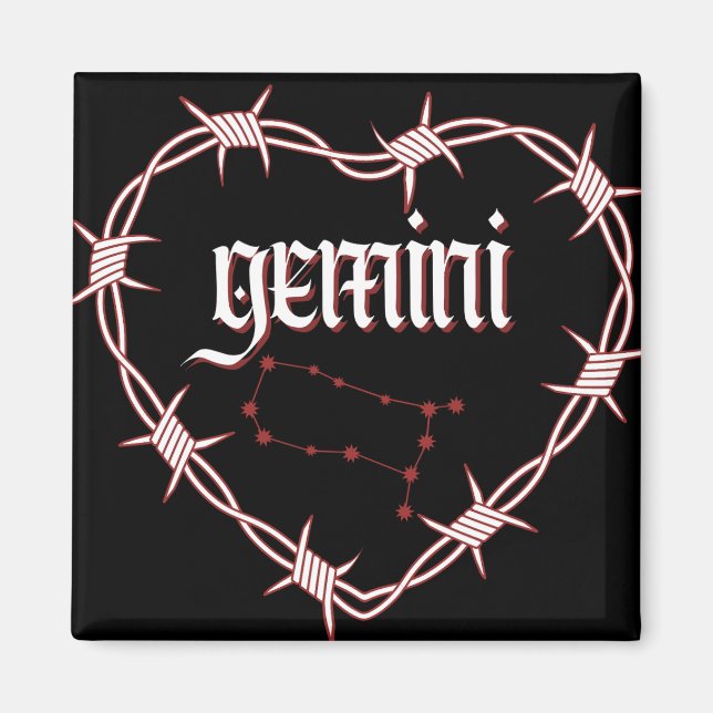 Aimant Gemini Constellation Gothique Aesthétique Barbed W (Devant)