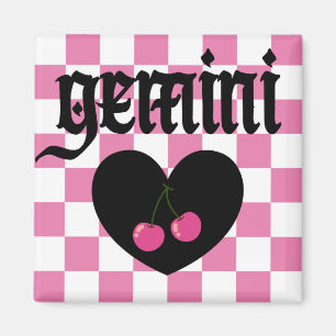 Aimant Gemini Gothique esthétique À damiers cerises Desig