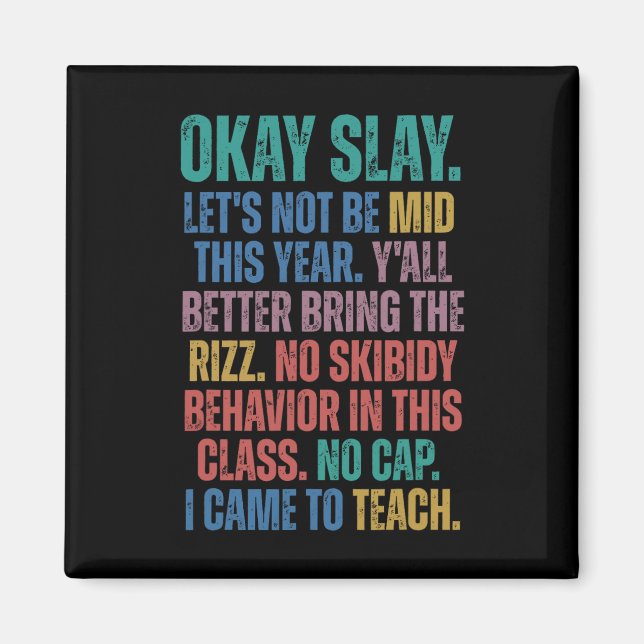 Aimant Gen Alpha Slang Teacher Funny Teacher Group Back T (Devant)