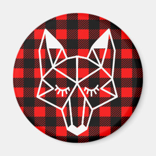 Aimant Geo Fox & Rustic Black Red Buffalo Check Plaid
