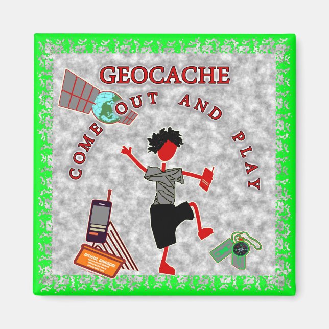 Aimant Geocache Sortent Et Jouent (Devant)