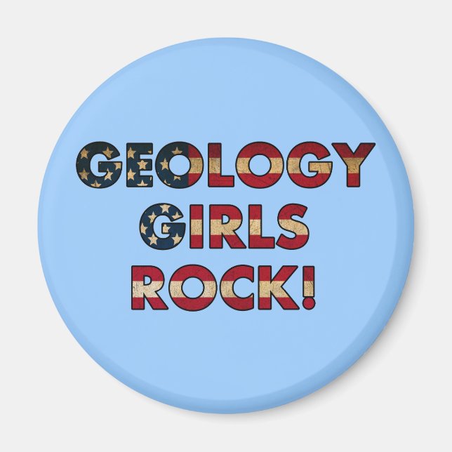 Aimant Geology Girls Rock ! (Drapeau américain) (Devant)