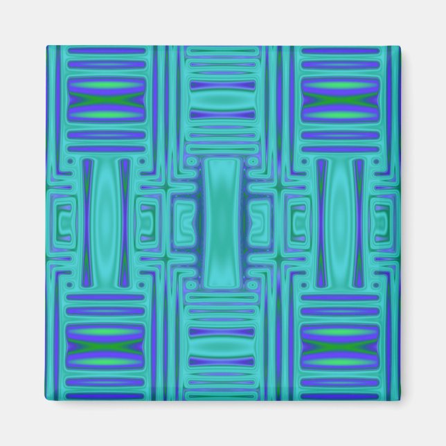 Aimant géométrique bleu lagon (Devant)