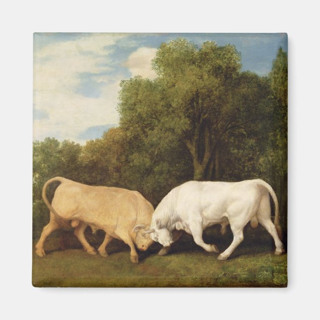 Aimant George Stubbs | Bulls Fighting, 1786 (huile sur pa (Devant)
