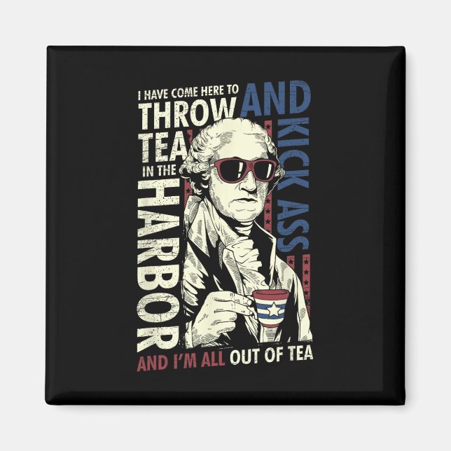Aimant George Washington Jetant Tea Kick 4 juillet (Devant)