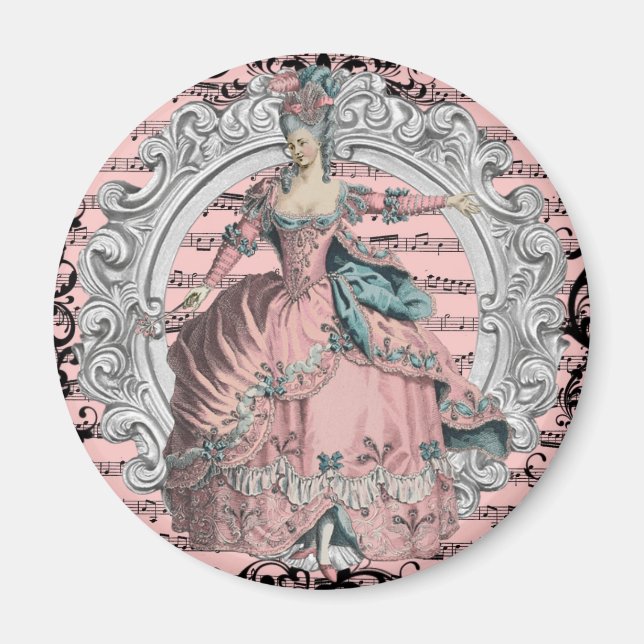 Aimant Georgian Lady Dancing - Pink and Blue (Devant)