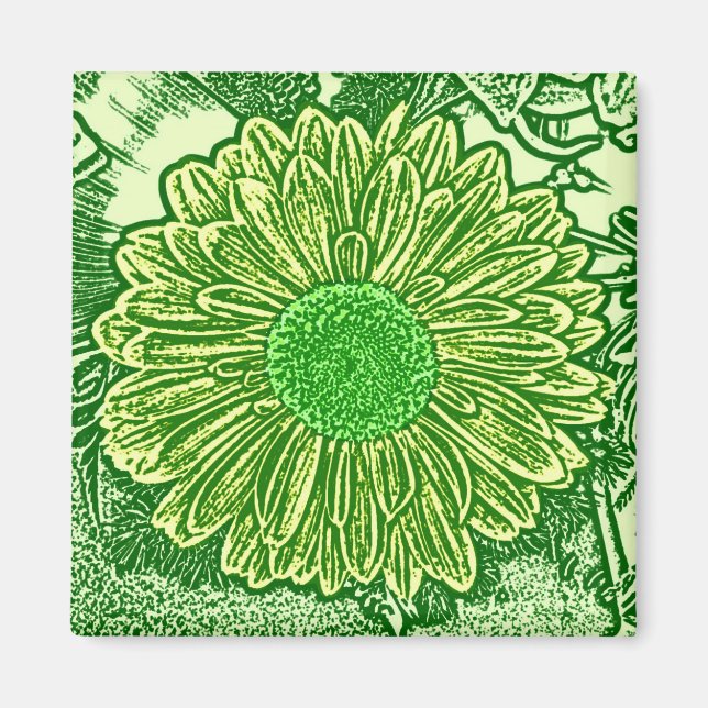 Aimant Gerbera Daisy Block Imprimer - vert citron (Devant)