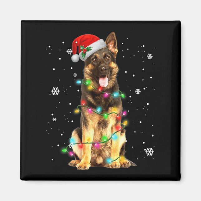 Aimant German Shepherd Dog Tree Christmas Sweater Xmas Do (Devant)