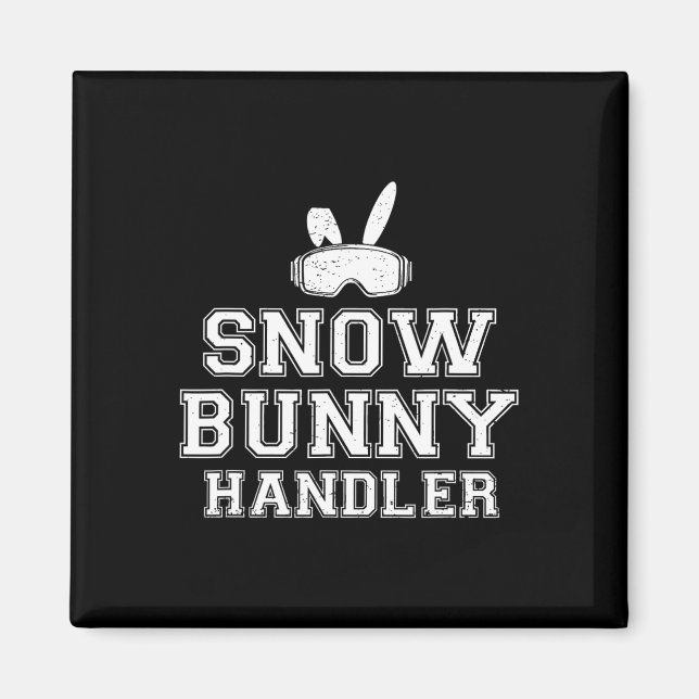 Aimant Gestionnaire de lapin de neige drôle de ski Vacanc (Devant)