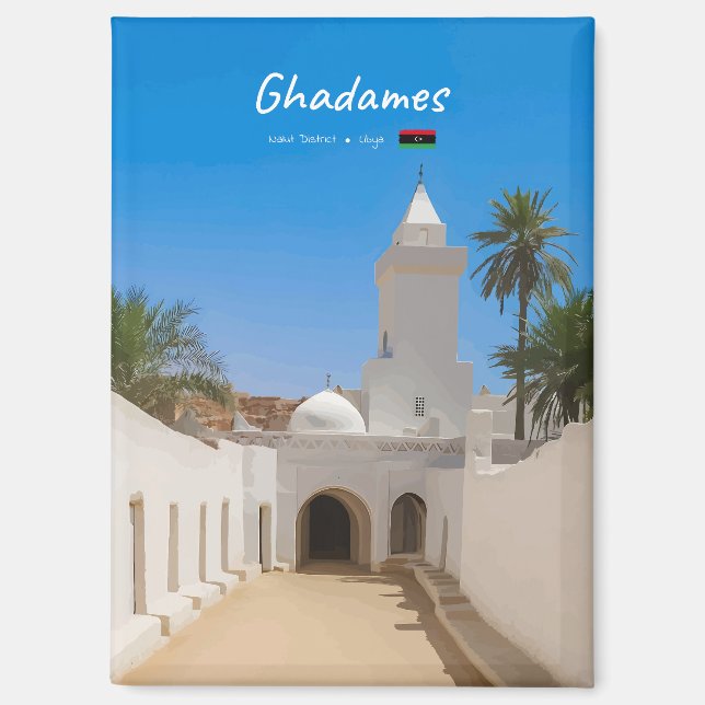 Aimant Ghadames, Libye - Mosquée Blanche Plate (Recto)