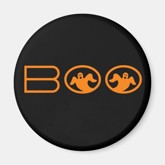 Aimant Ghomajorité Boo Halloween Magnet, noir et orange (Devant)