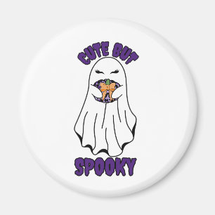 Aimant Ghost d'Halloween mignon mais Éffrayant tenant un 