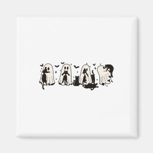 Aimant Ghost Holding Chat noir Funny Halloween Amoureux d