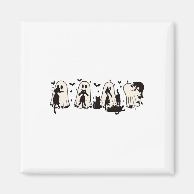 Aimant Ghost Holding Chat noir Funny Halloween Amoureux d (Devant)