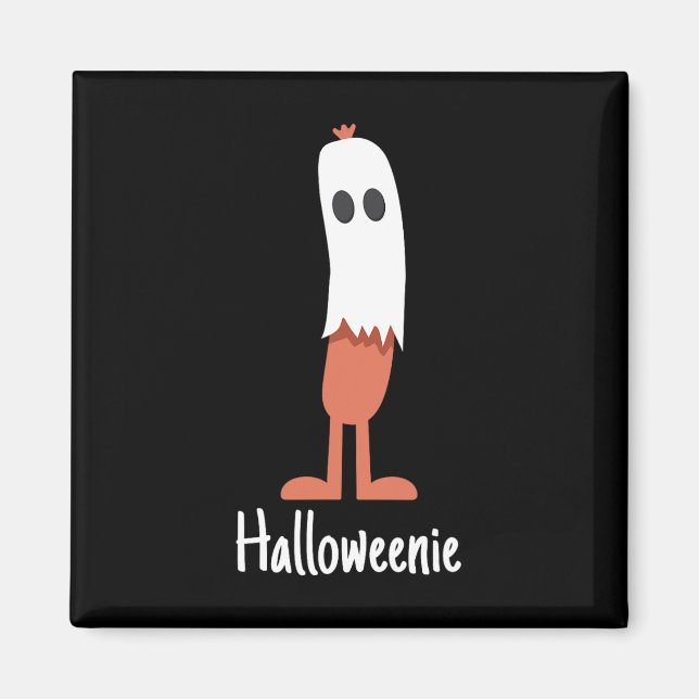 Aimant Ghost Hot Dog Halloweenie Costume Amusant Nourritu (Devant)