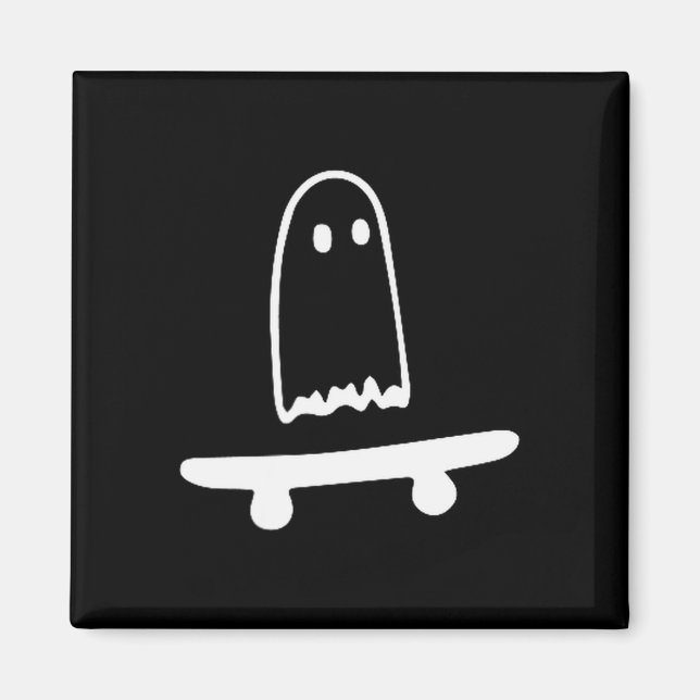 Aimant Ghost Skateboard Lazy Halloween Costume Funny Skat (Devant)