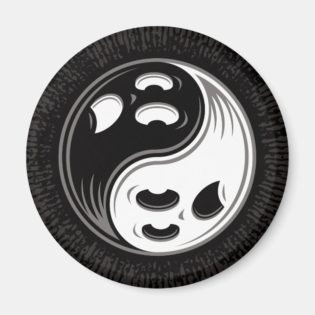 Aimant Ghost Yin Yang Noir et blanc (Devant)