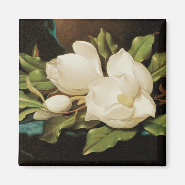 Aimant Giant Magnolias on a Blue Velvet Cloth by MJ Heade (Devant)