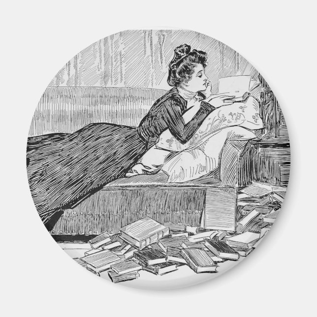 Aimant Gibson Girl Lecture d'un livre (Devant)