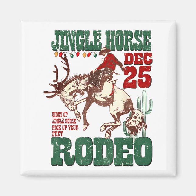 Aimant Giddy Up Jingle Horse Santa Cowboy Western Christm (Devant)