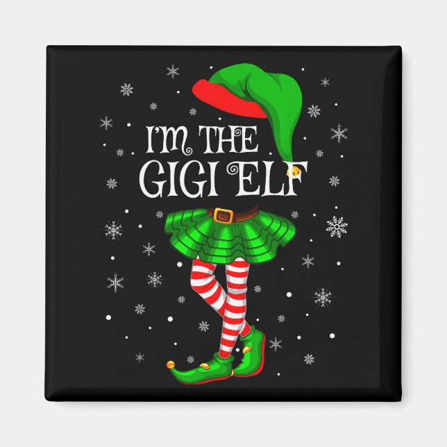 Aimant Gigi Elf Christmas Matching Family Women Girls Elf (Devant)