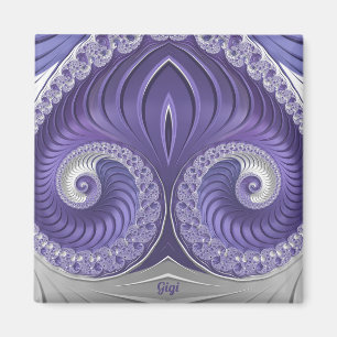 Aimant ~ GIGI ~ Motif Abstrait ~ Blanc gris violet ~