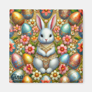 Aimant GINA ~ Lapin de Pâques et Oeufs ~